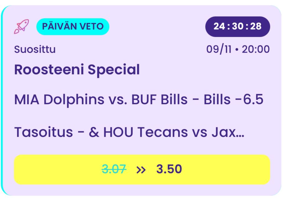 Miami Dolphins  vs. Buffalo Bills & Houston Texans vs. Jacksonville Jaguars